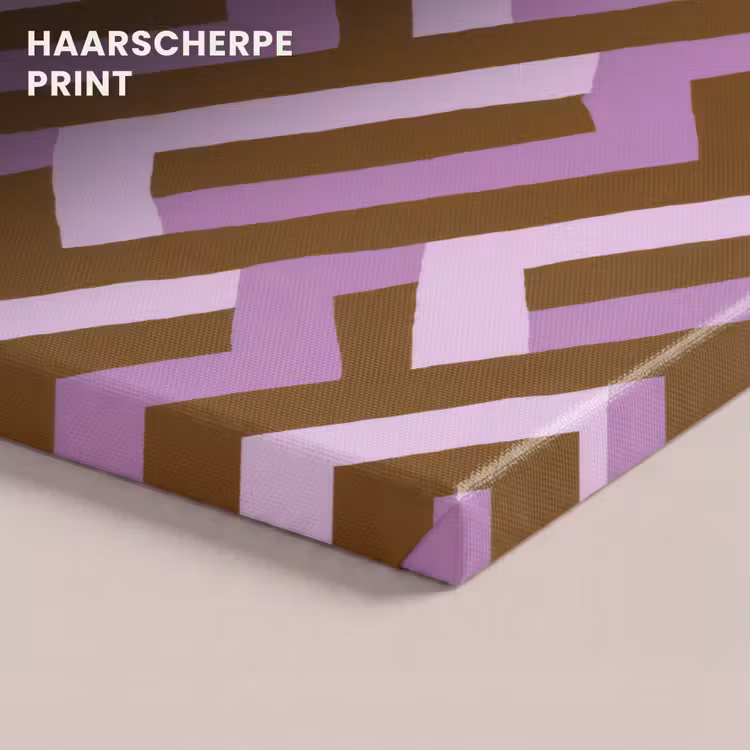 Canvas schilderij - Bruin - Roze - Geometrisch - Meander - Patroon — 4