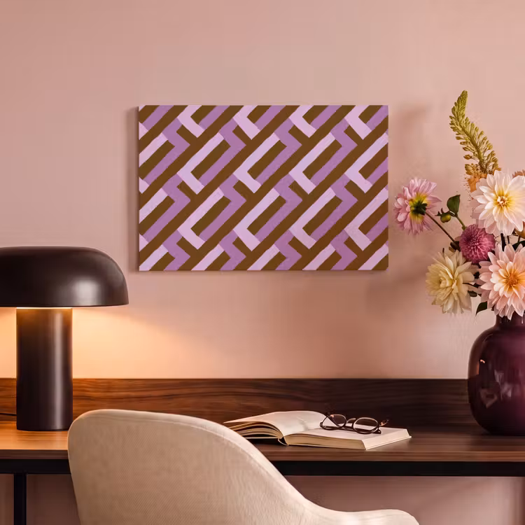 Canvas schilderij - Bruin - Roze - Geometrisch - Meander - Patroon — 5