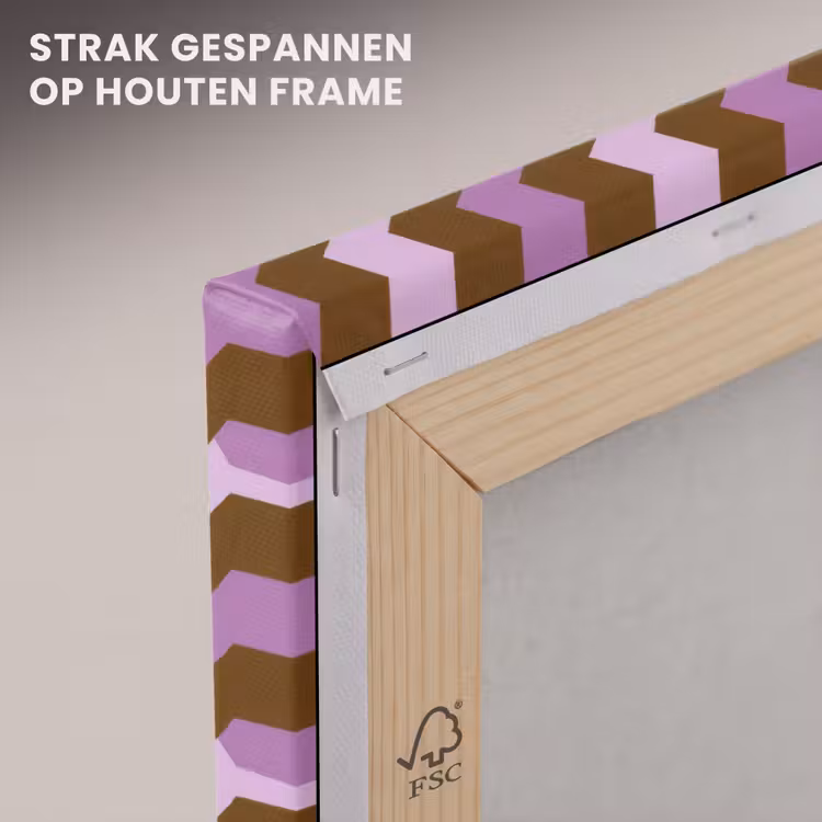 Canvas schilderij - Bruin - Roze - Geometrisch - Meander - Patroon — 6