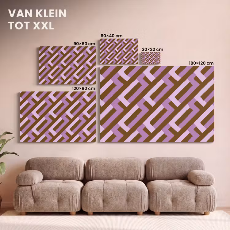 Canvas schilderij - Bruin - Roze - Geometrisch - Meander - Patroon — 7