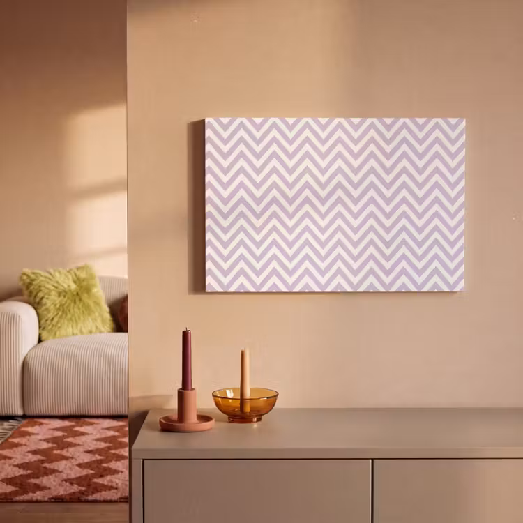 Canvas schilderij - Lila - Geometrisch - Chevron - Zigzag - Patroon — 1