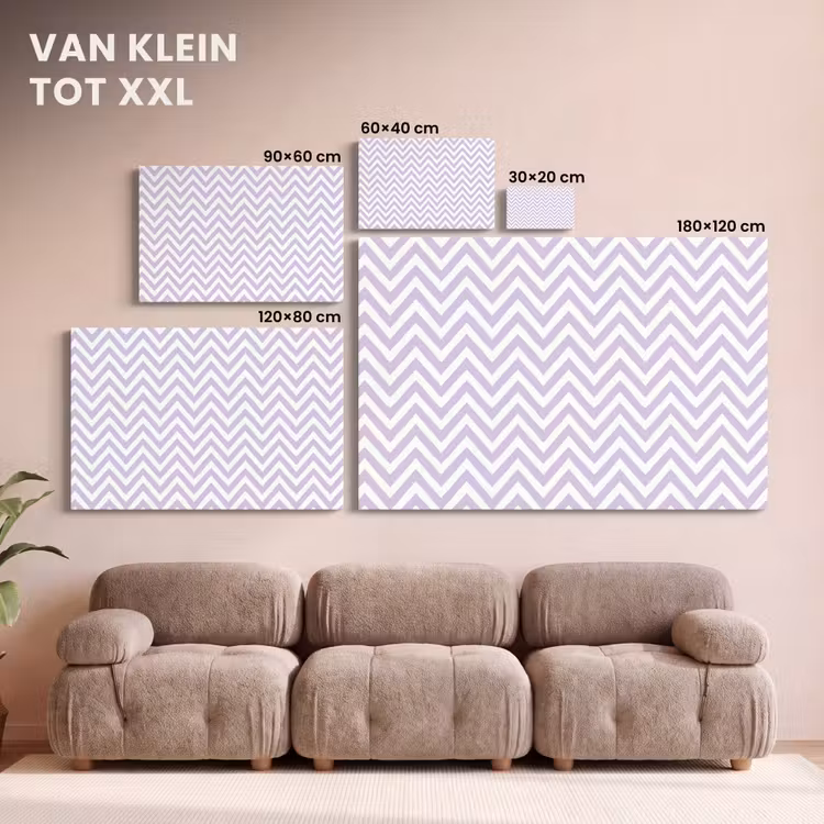 Canvas schilderij - Lila - Geometrisch - Chevron - Zigzag - Patroon — 7