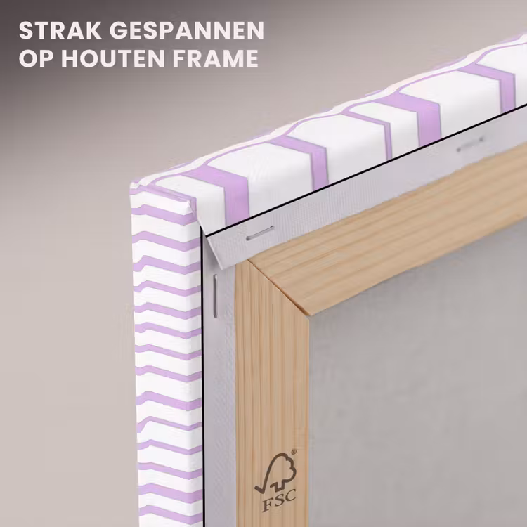 Canvas schilderij - Lila - Geometrisch - Golfjes - Lijnen - Patroon — 6