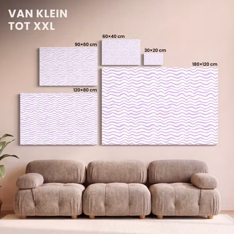Canvas schilderij - Lila - Geometrisch - Golfjes - Lijnen - Patroon — 7