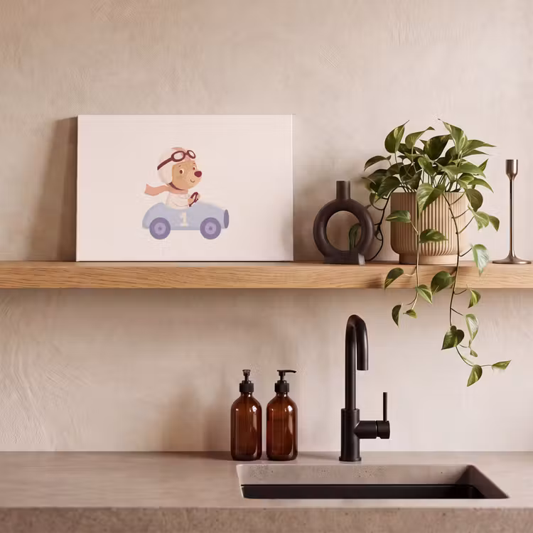 Canvas schilderij - Beer - Auto - Kinderkamer - Cartoon - Speels — 3