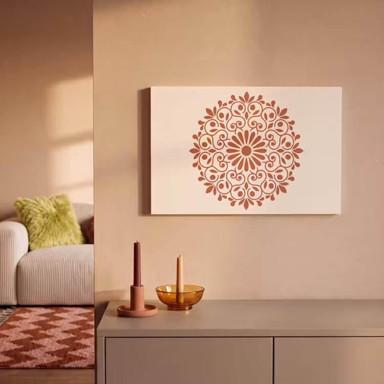 Canvas schilderij - Decoratie - Cirkel - Symmetrisch - Modern - Roodbruin — 1