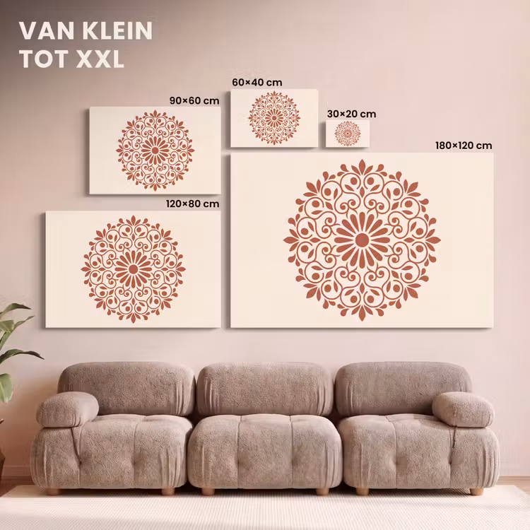 Canvas schilderij - Decoratie - Cirkel - Symmetrisch - Modern - Roodbruin — 7