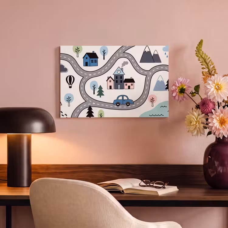 Canvas schilderij - Kaart - Stad - Kindvriendelijk — 5