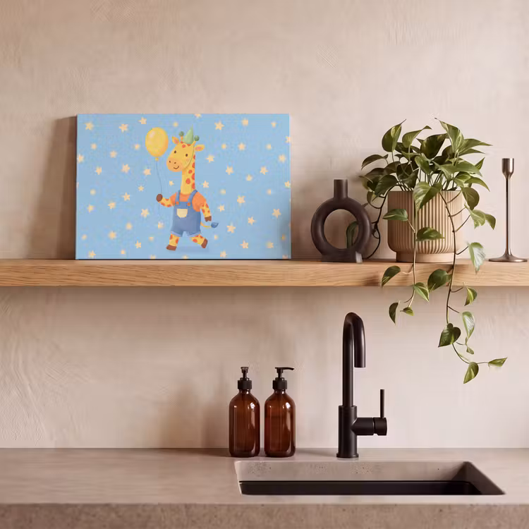 Canvas schilderij - Dieren - Giraffe - Ballon - Feest - Kinderkamer — 3