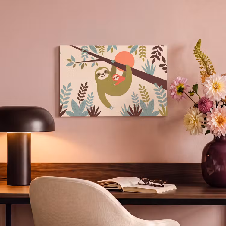 Canvas schilderij - Dieren - Moeder - Baby - Natuur - Groen — 5