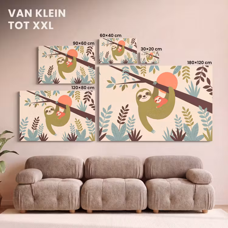 Canvas schilderij - Dieren - Moeder - Baby - Natuur - Groen — 7
