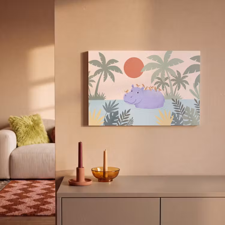 Canvas schilderij - Dieren - Vogel - Water - Natuur - Illustratie — 1