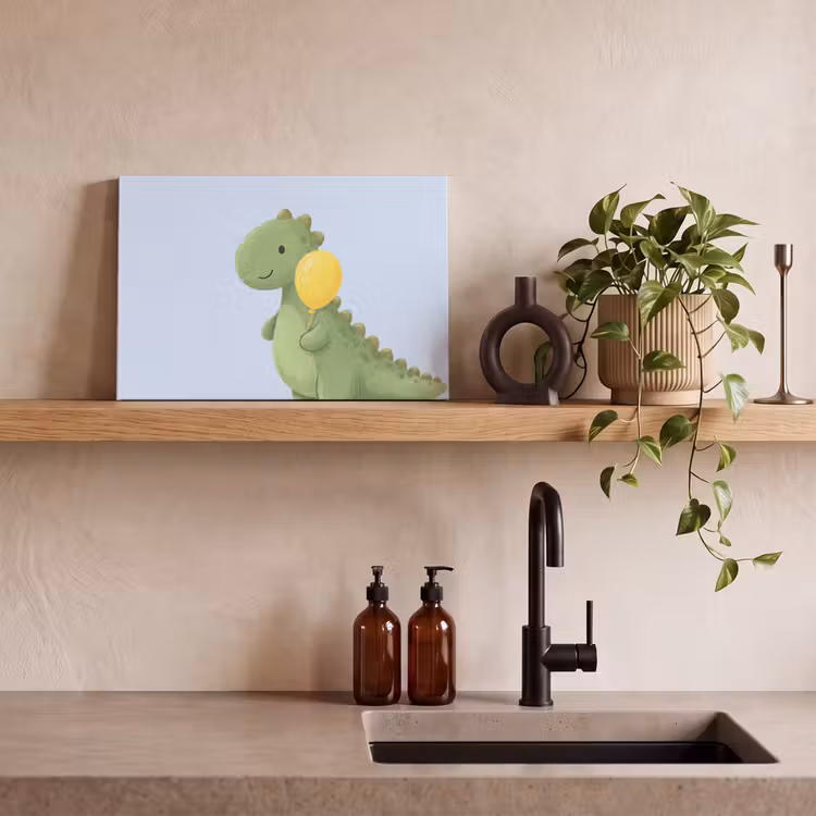 Canvas schilderij - Dinosaurus - Ballon - Kinderkamer - Illustratie - Groen — 3