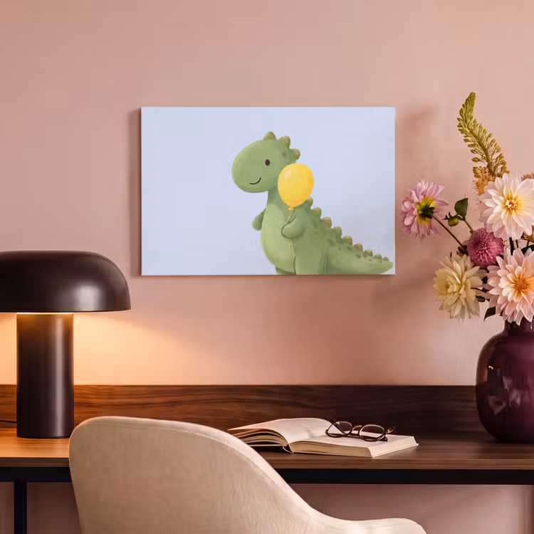 Canvas schilderij - Dinosaurus - Ballon - Kinderkamer - Illustratie - Groen — 5