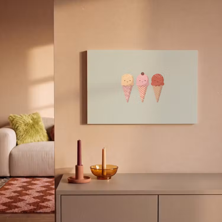 Canvas schilderij - IJs - Hoorntjes - Eten - Illustratie - Vrolijk — 1