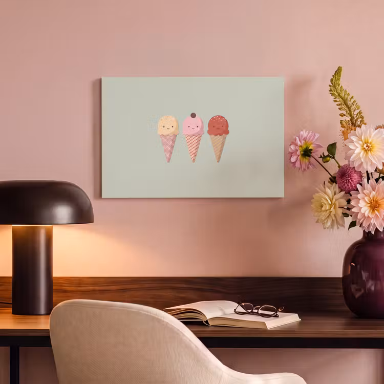 Canvas schilderij - IJs - Hoorntjes - Eten - Illustratie - Vrolijk — 5