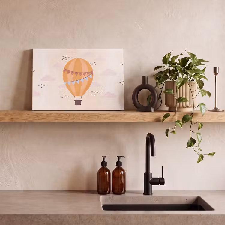 Canvas schilderij - Luchtballon - Slingers - Avontuur - Illustratie - Oranje — 3