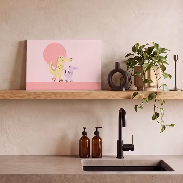 Canvas schilderij - Dieren - Skaten - Illustratie - Speels - Roze — 3