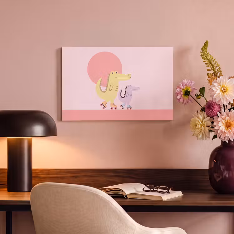 Canvas schilderij - Dieren - Skaten - Illustratie - Speels - Roze — 5