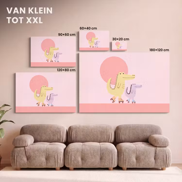 Canvas schilderij - Dieren - Skaten - Illustratie - Speels - Roze — 7