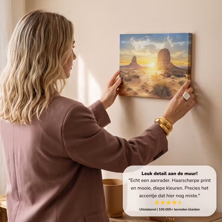 Canvas schilderij - Zonsondergang - Rots - Landschap - Horizon — 3