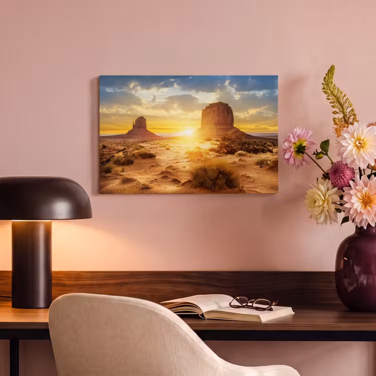 Canvas schilderij - Zonsondergang - Rots - Landschap - Horizon — 6