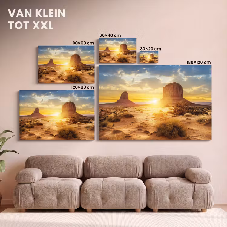 Canvas schilderij - Zonsondergang - Rots - Landschap - Horizon — 8