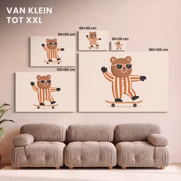 Canvas schilderij - Dieren - Skateboard - Spel - Cartoon - Roze — 7