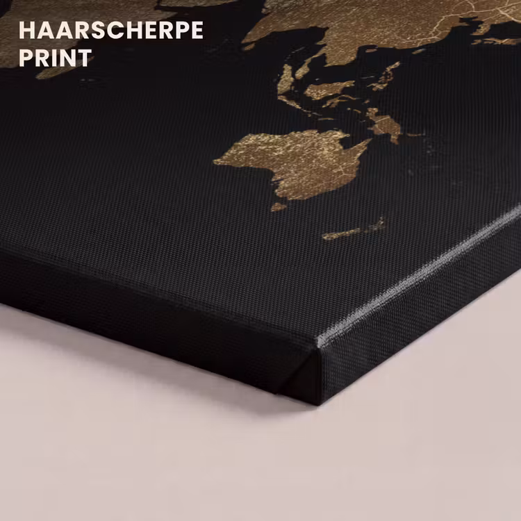 Canvas schilderij - Wereldkaart - Goud - Luxe - Aarde - Zwart — 5