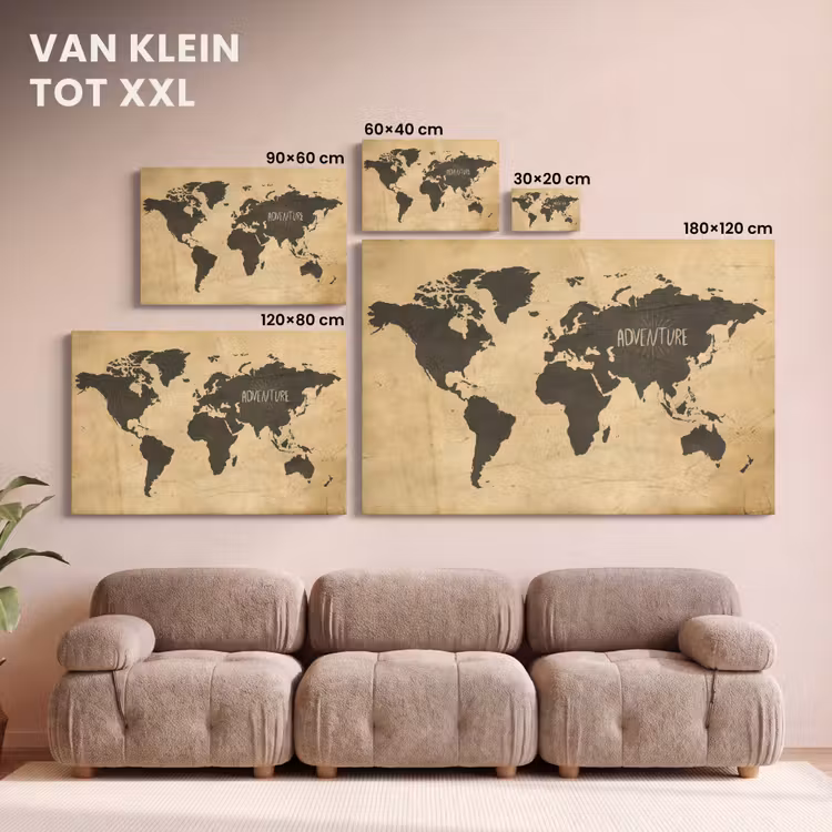 Canvas schilderij - Wereldkaart - Quote - Vintage — 8