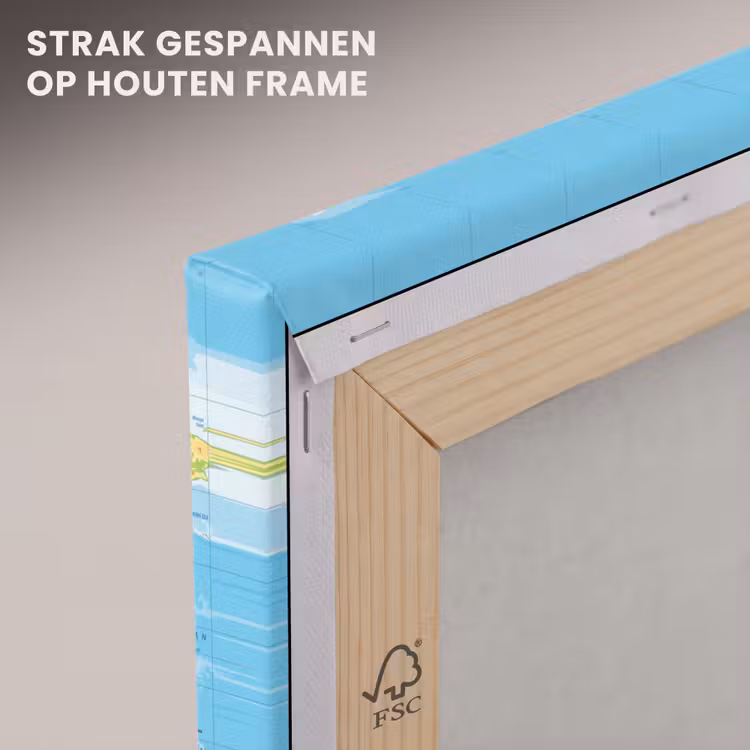 Canvas schilderij - Wereldkaart - Staatkundig - Blauw - Aarde - Educatief — 7