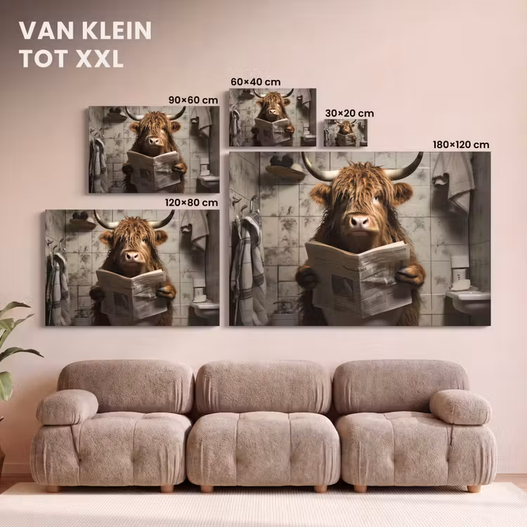 Canvas schilderij - Schotse hooglander - Toilet - Krant - Badkamer — 8