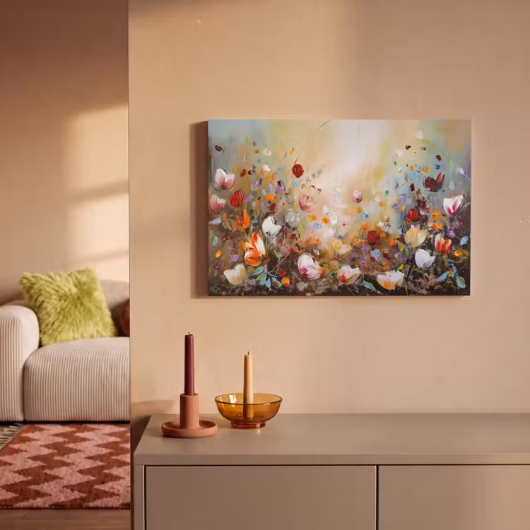 Canvas schilderij - Olieverf - Bloemen - Kleurrijk - Natuur — 2