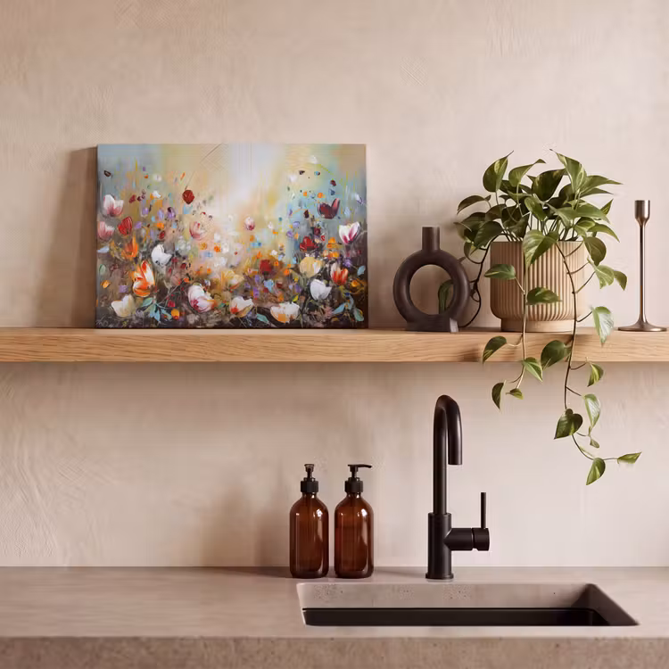 Canvas schilderij - Olieverf - Bloemen - Kleurrijk - Natuur — 4