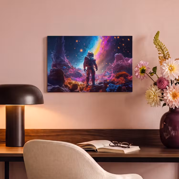 Canvas schilderij - Ruimte - Astronaut - Neon - Sterren — 6