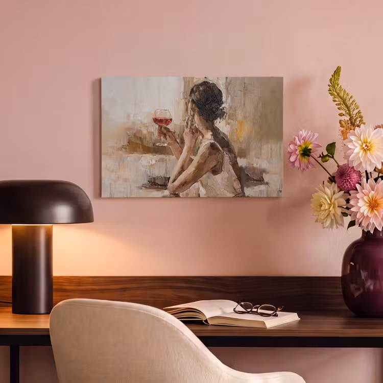 Canvas schilderij - Schilderij - Olieverf - Vrouw - Wijn — 6