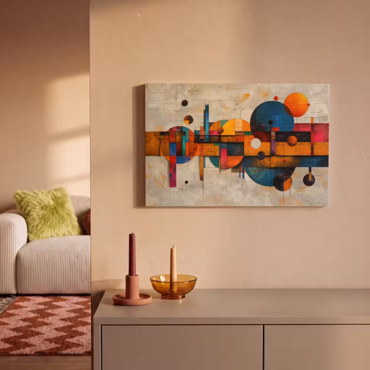 Canvas schilderij - Vintage - Moderne kunst - Oranje - Geometrische vormen — 2