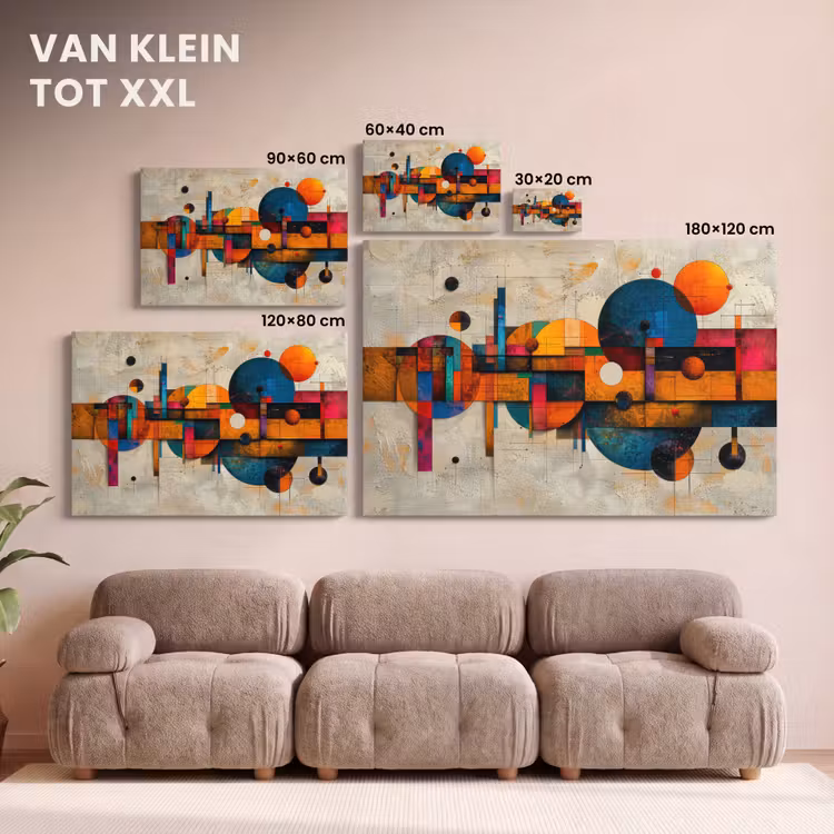 Canvas schilderij - Vintage - Moderne kunst - Oranje - Geometrische vormen — 8