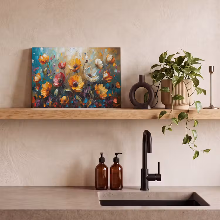 Canvas schilderij - Watercolor - Bloemen - Kunst - Modern — 4