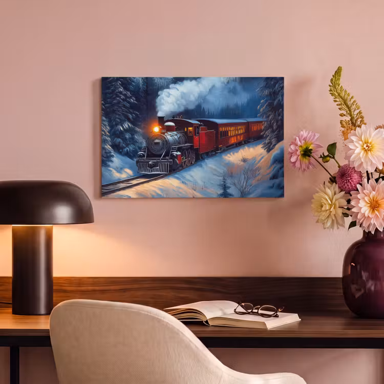 Canvas schilderij - Trein - Kerst - Sneeuw - Kersttrein — 6