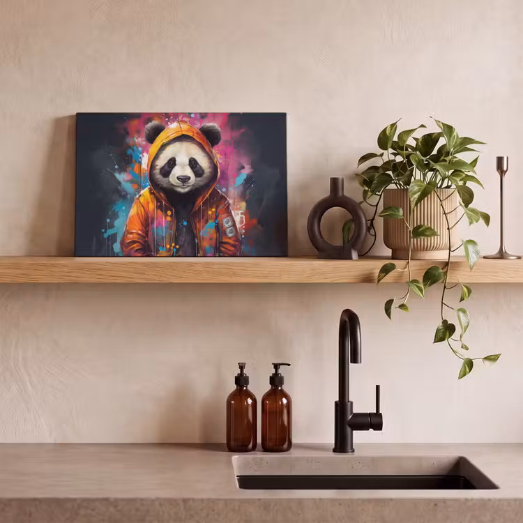 Canvas schilderij - Panda - Jas - Graffiti - Oranje — 4
