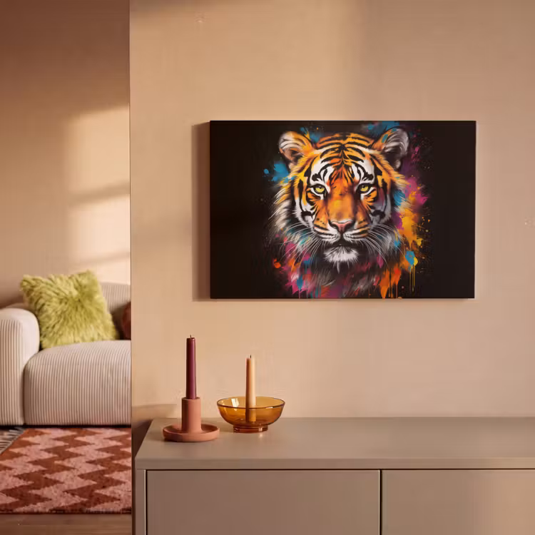 Canvas schilderij - Tijger - Graffiti - Dieren - Zwart — 2