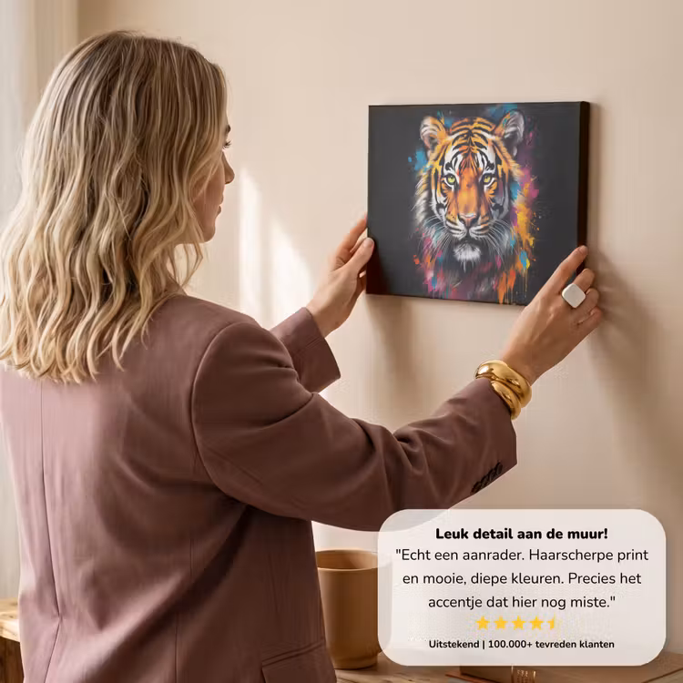 Canvas schilderij - Tijger - Graffiti - Dieren - Zwart — 3