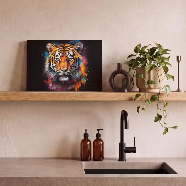 Canvas schilderij - Tijger - Graffiti - Dieren - Zwart — 4