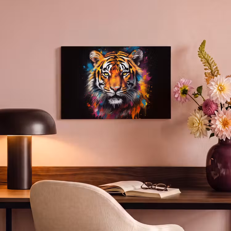 Canvas schilderij - Tijger - Graffiti - Dieren - Zwart — 6