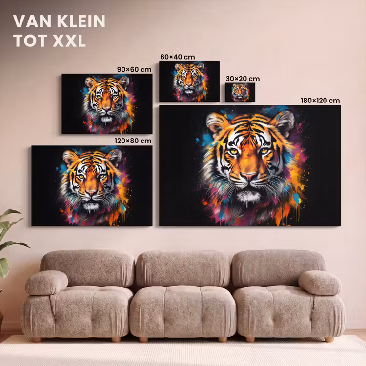 Canvas schilderij - Tijger - Graffiti - Dieren - Zwart — 8