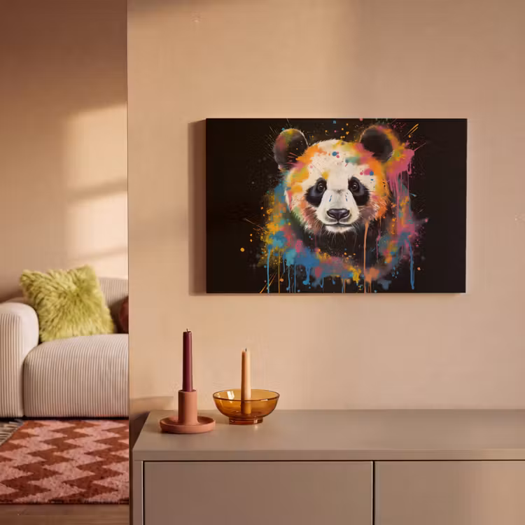 Canvas schilderij - Panda - Graffiti - Dieren - Zwart - Kleuren — 2