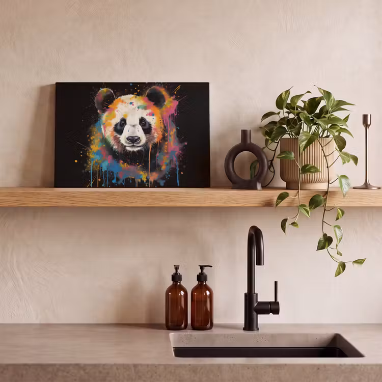 Canvas schilderij - Panda - Graffiti - Dieren - Zwart - Kleuren — 4