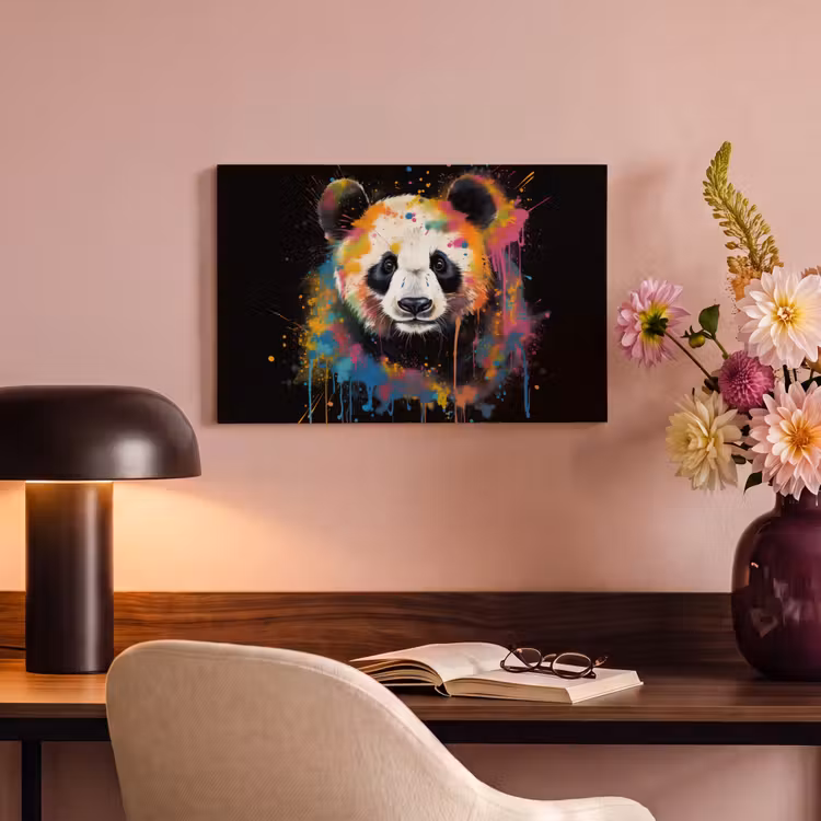 Canvas schilderij - Panda - Graffiti - Dieren - Zwart - Kleuren — 6