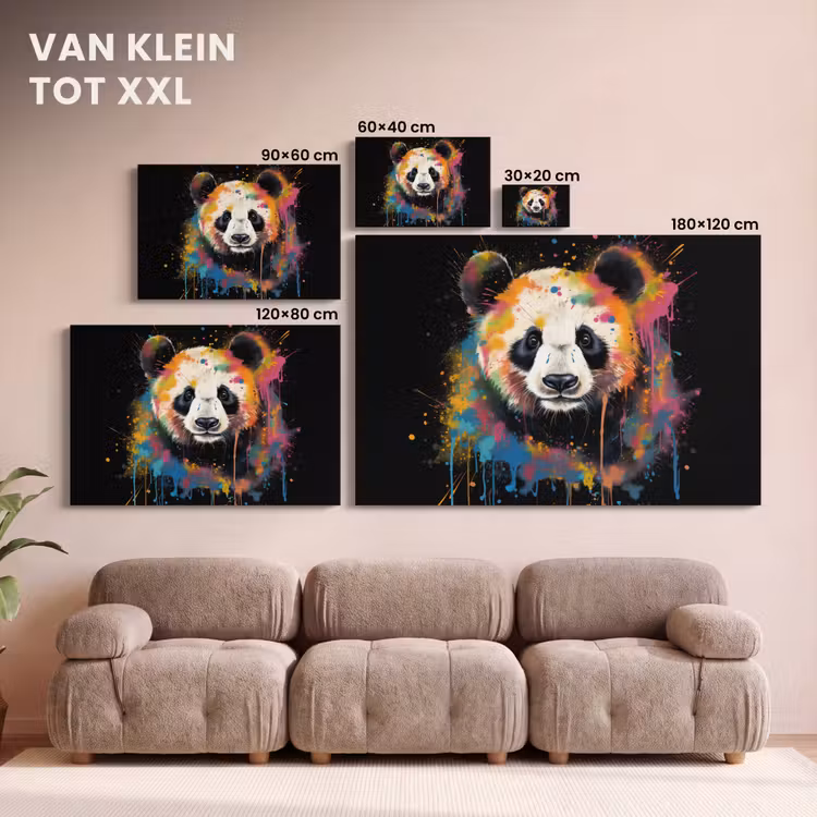 Canvas schilderij - Panda - Graffiti - Dieren - Zwart - Kleuren — 8